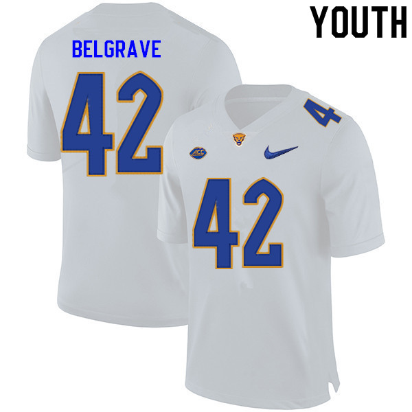 Youth #40 Emmanuel Belgrave Pitt Panthers College Football Jerseys Sale-White